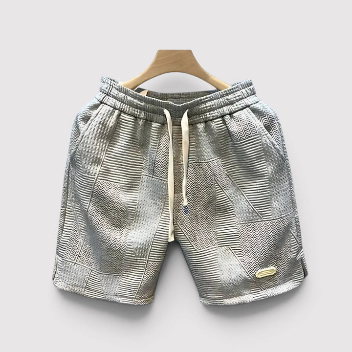 Michael Sydney men's patchwork shorts, front view