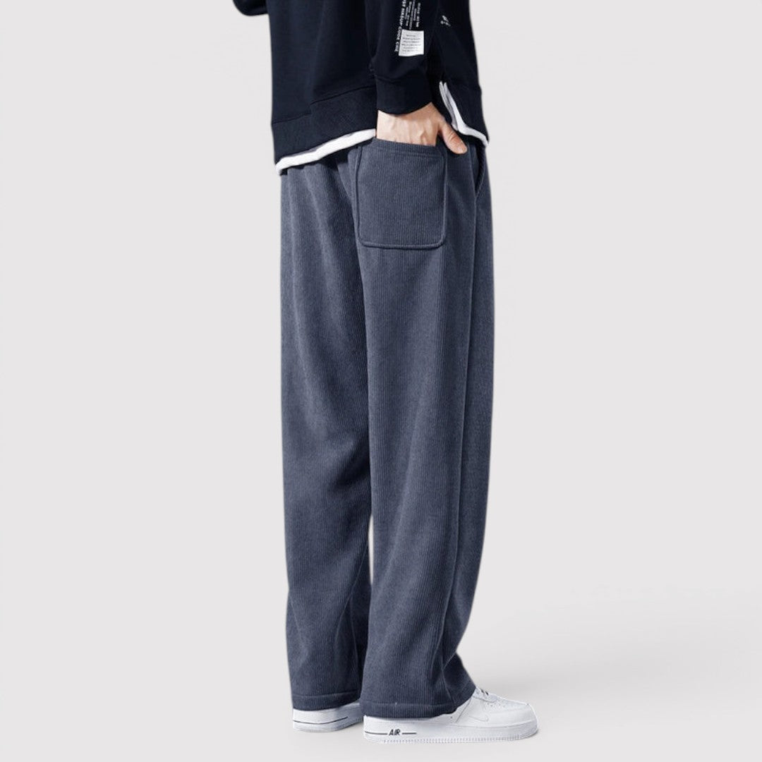 Michael Sydney men's wide ribbed pants, front view