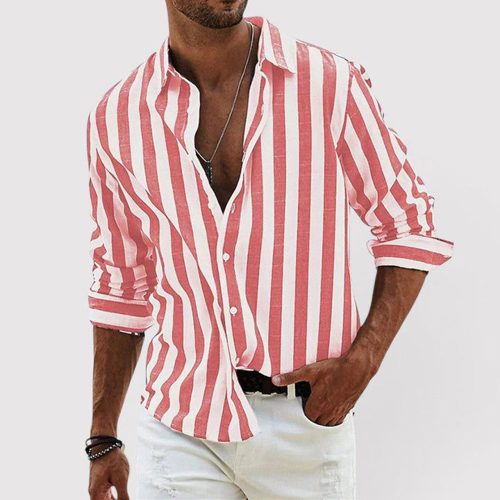 Michael Sydney men's striped shirt, front view
