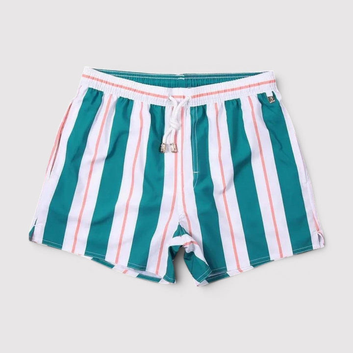 Michael Sydney men's striped swim shorts, front view