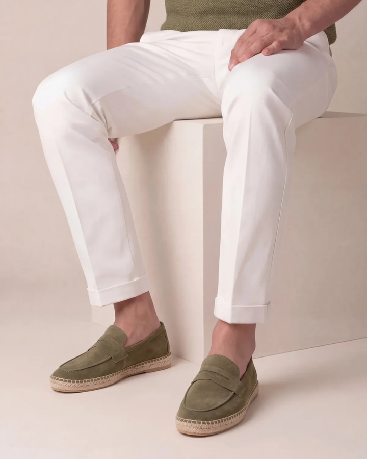 Michael Sydney men's espadrille in olive, front view