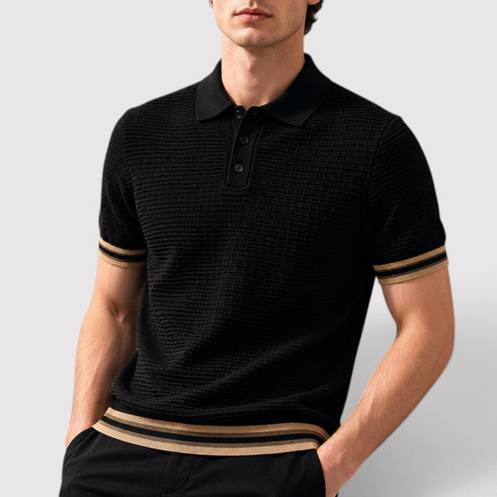 Michael Sydney men's knit polo shirt, front view