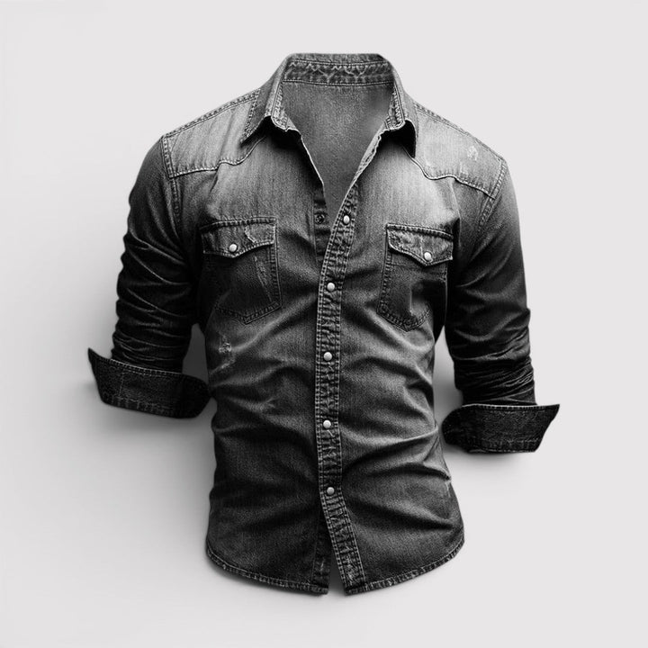 Michael Sydney men's long sleeve shirt with chest pocket, front view