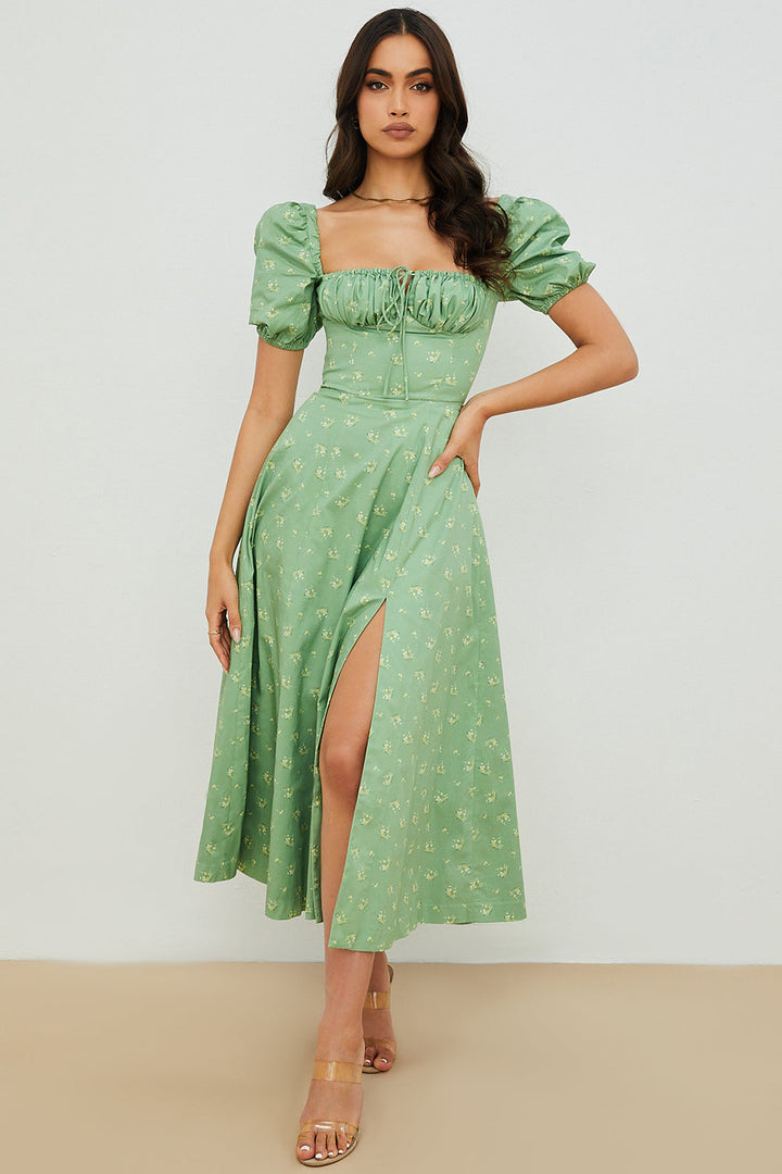 Ellen™ | Puff Sleeve Floral Midi Dress