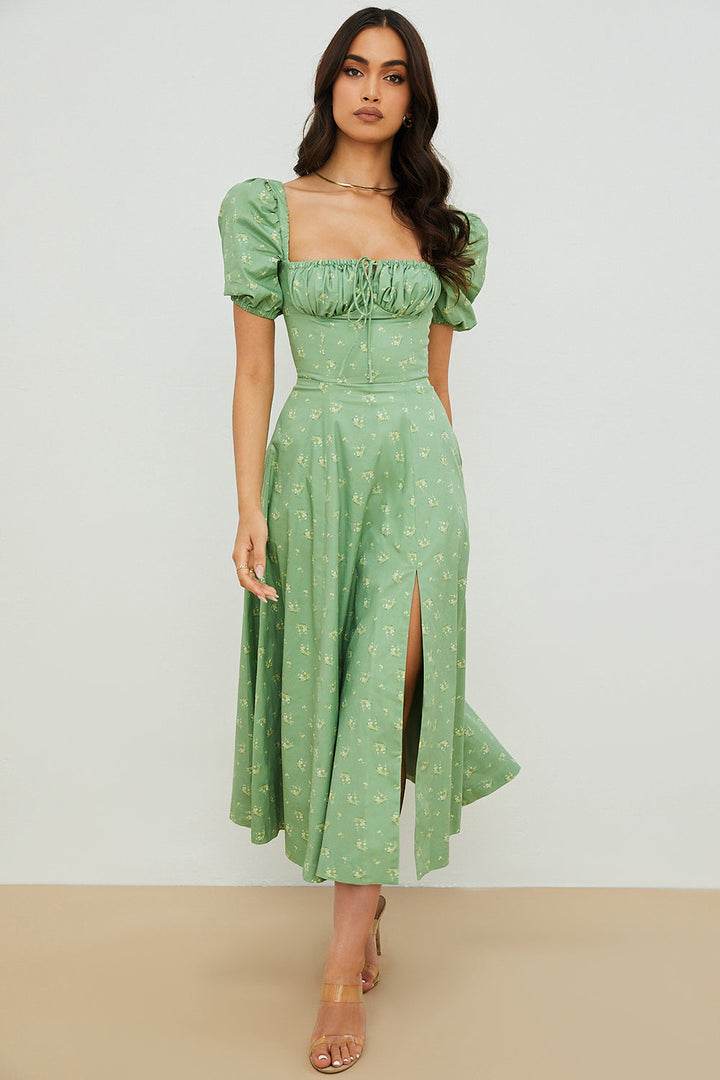 Ellen™ | Puff Sleeve Floral Midi Dress