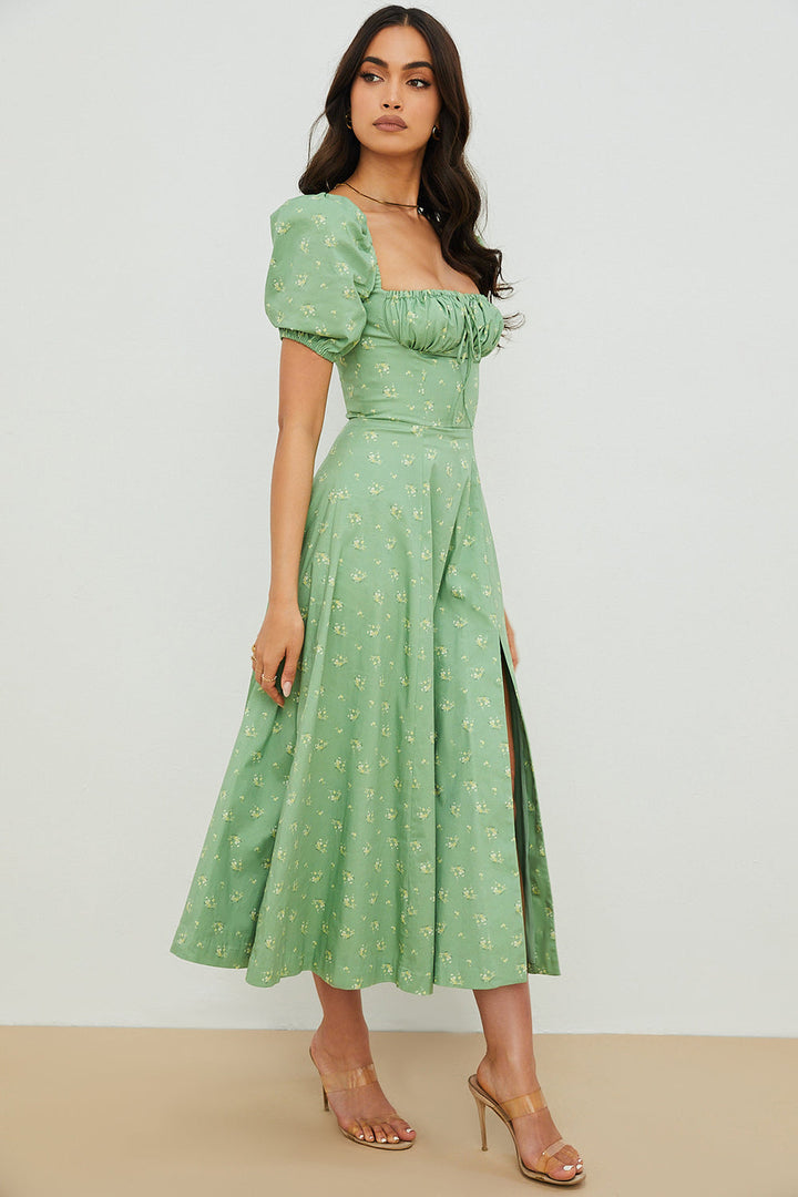 Ellen™ | Puff Sleeve Floral Midi Dress