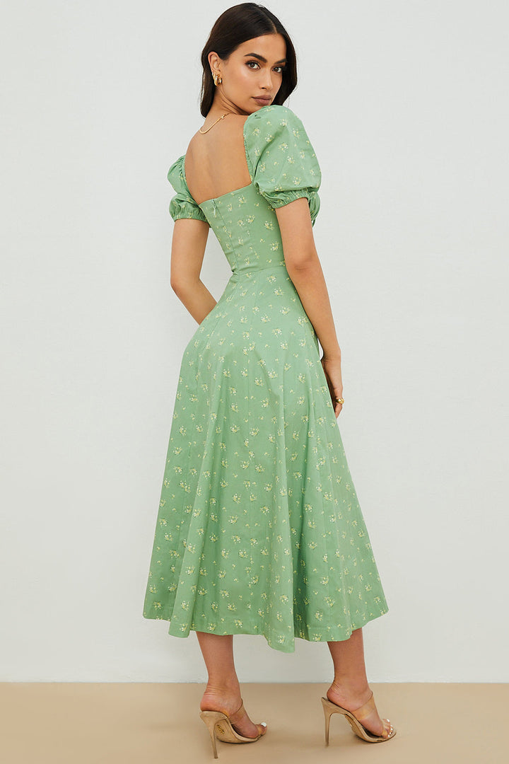 Ellen™ | Puff Sleeve Floral Midi Dress