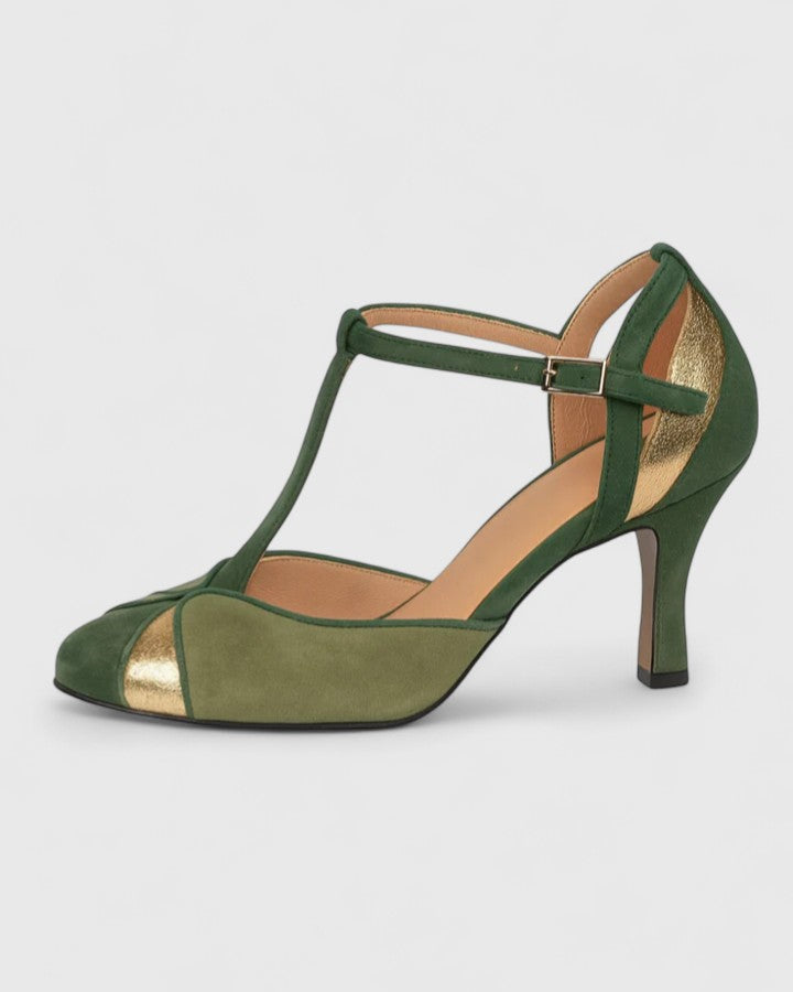 Wendy™ | Green T-Strap Heels