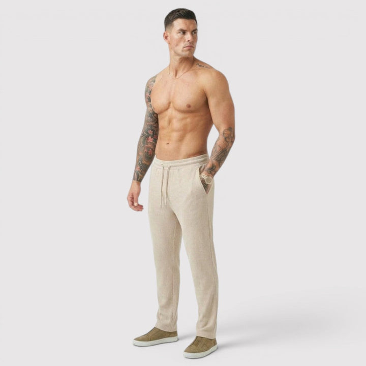 Michael Sydney men's lounge pants with ribbed texture, front view