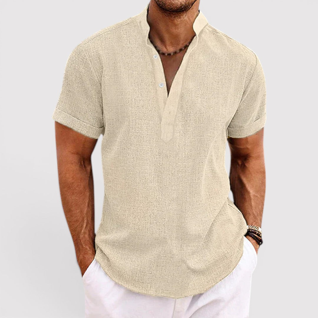 Michael Sydney men's lightweight shirt with airy texture, front view