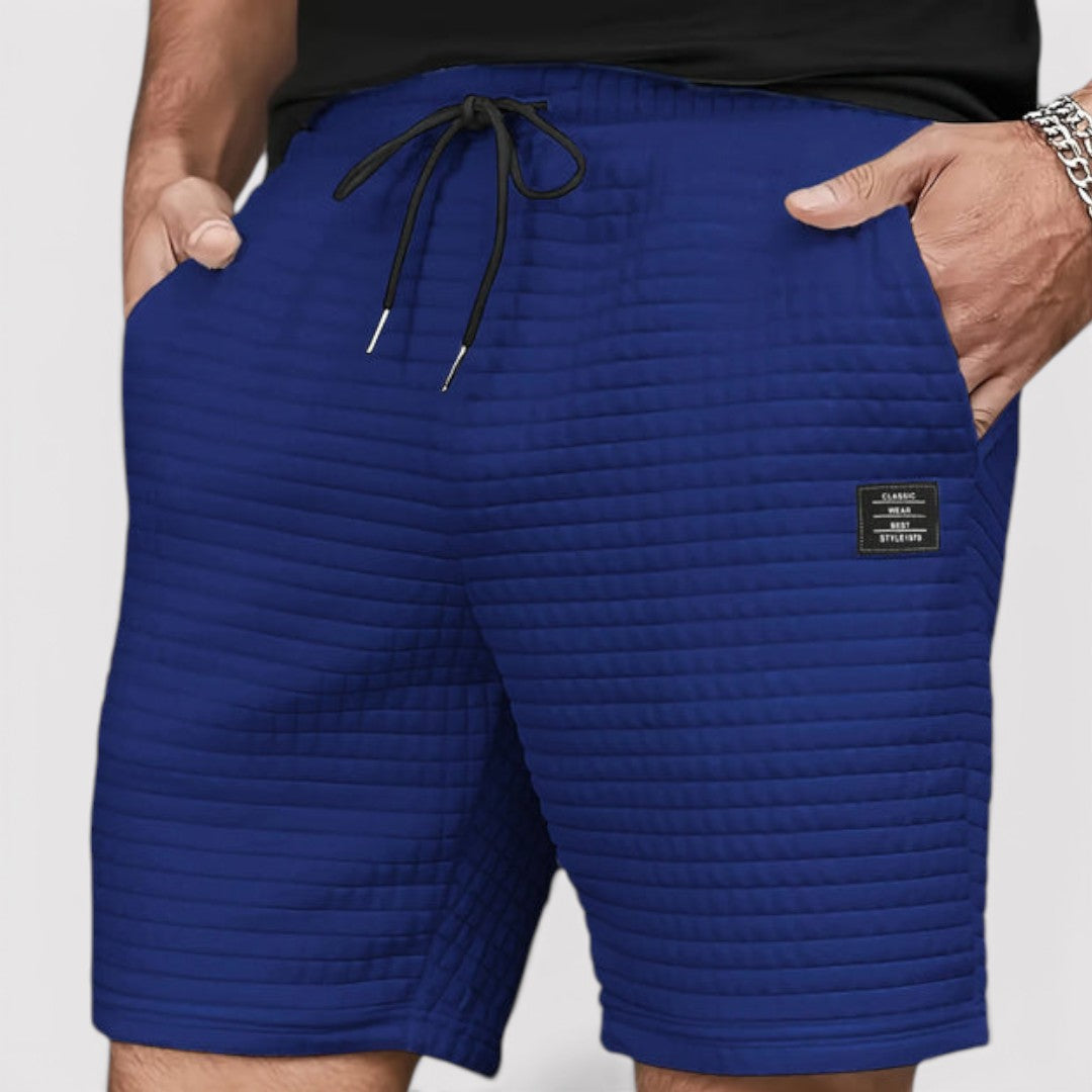 Michael Sydney men's quilted shorts, front view