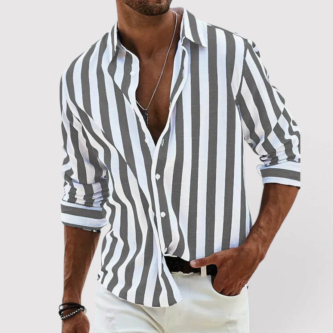Michael Sydney men's striped shirt, front view