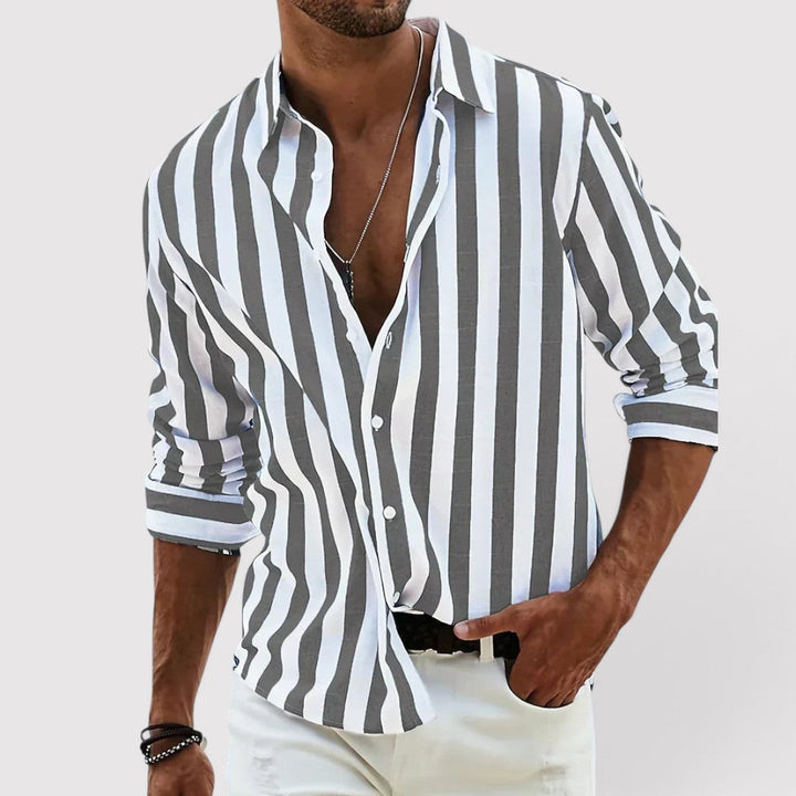 Michael Sydney men's striped shirt, front view