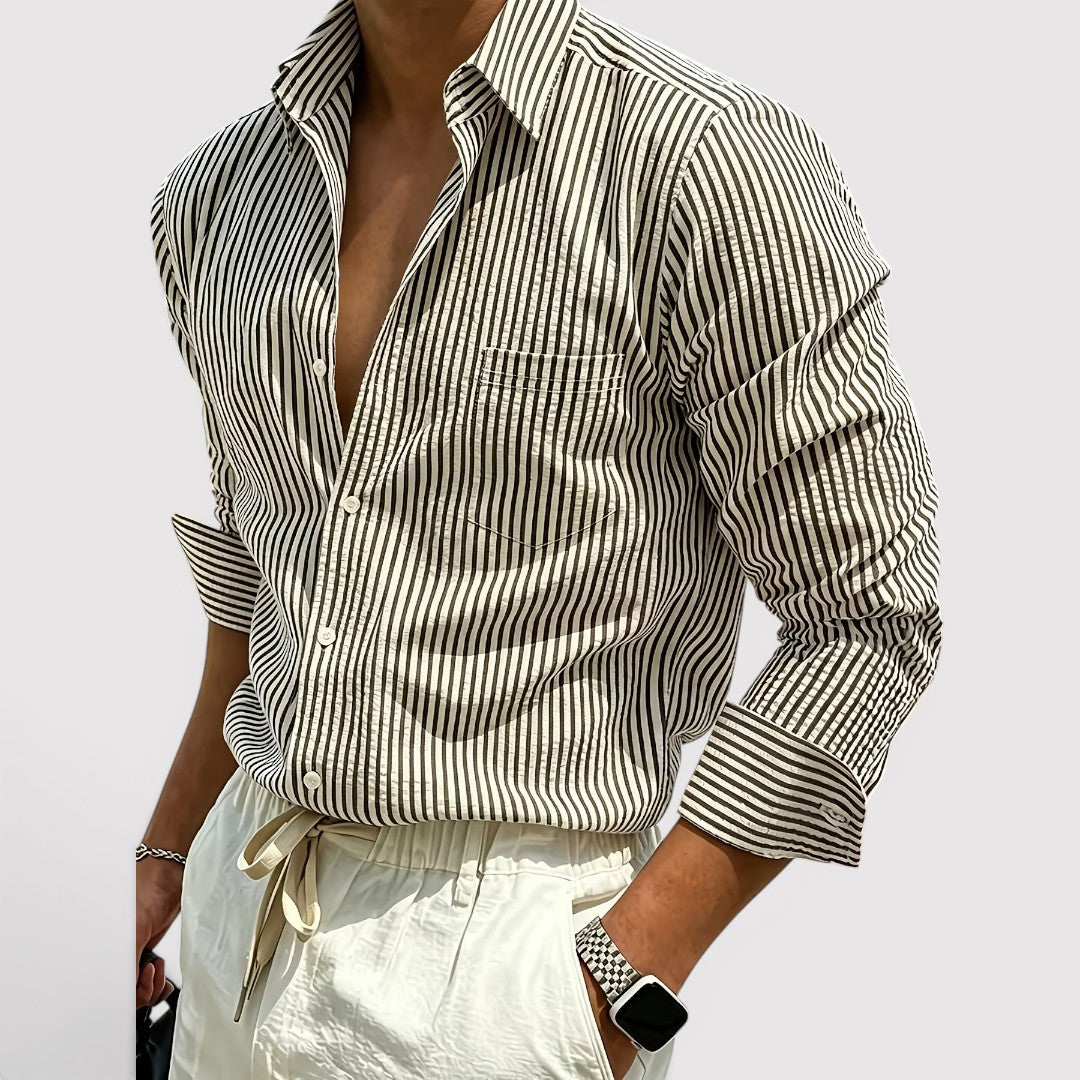 Michael Sydney men's striped shirt, front view