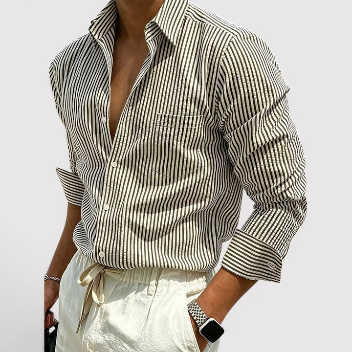 Michael Sydney men's striped shirt, front view
