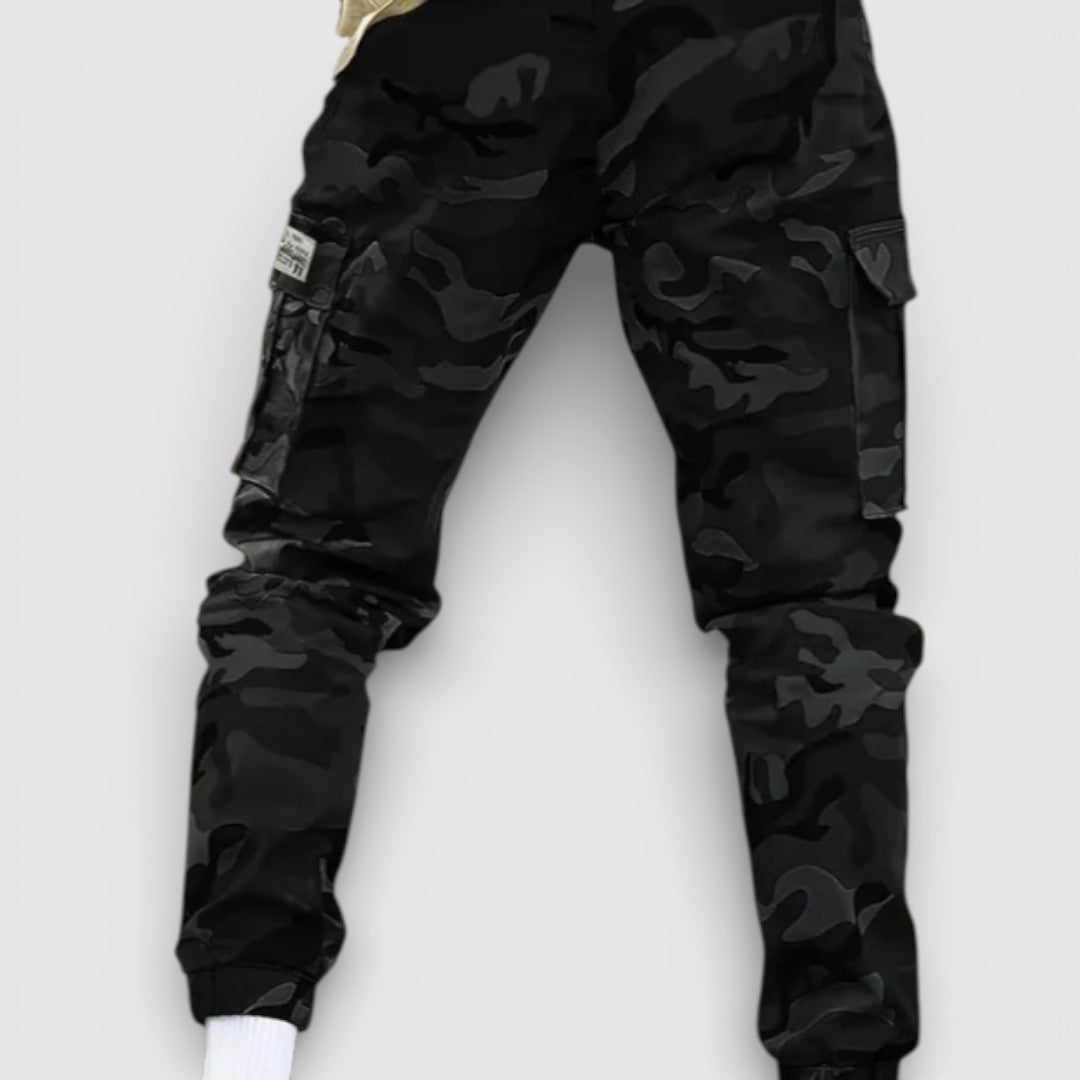 Michael Sydney men's camouflage cargo pants, front view