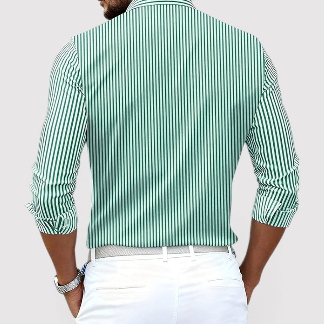 Michael Sydney men's striped shirt, front view