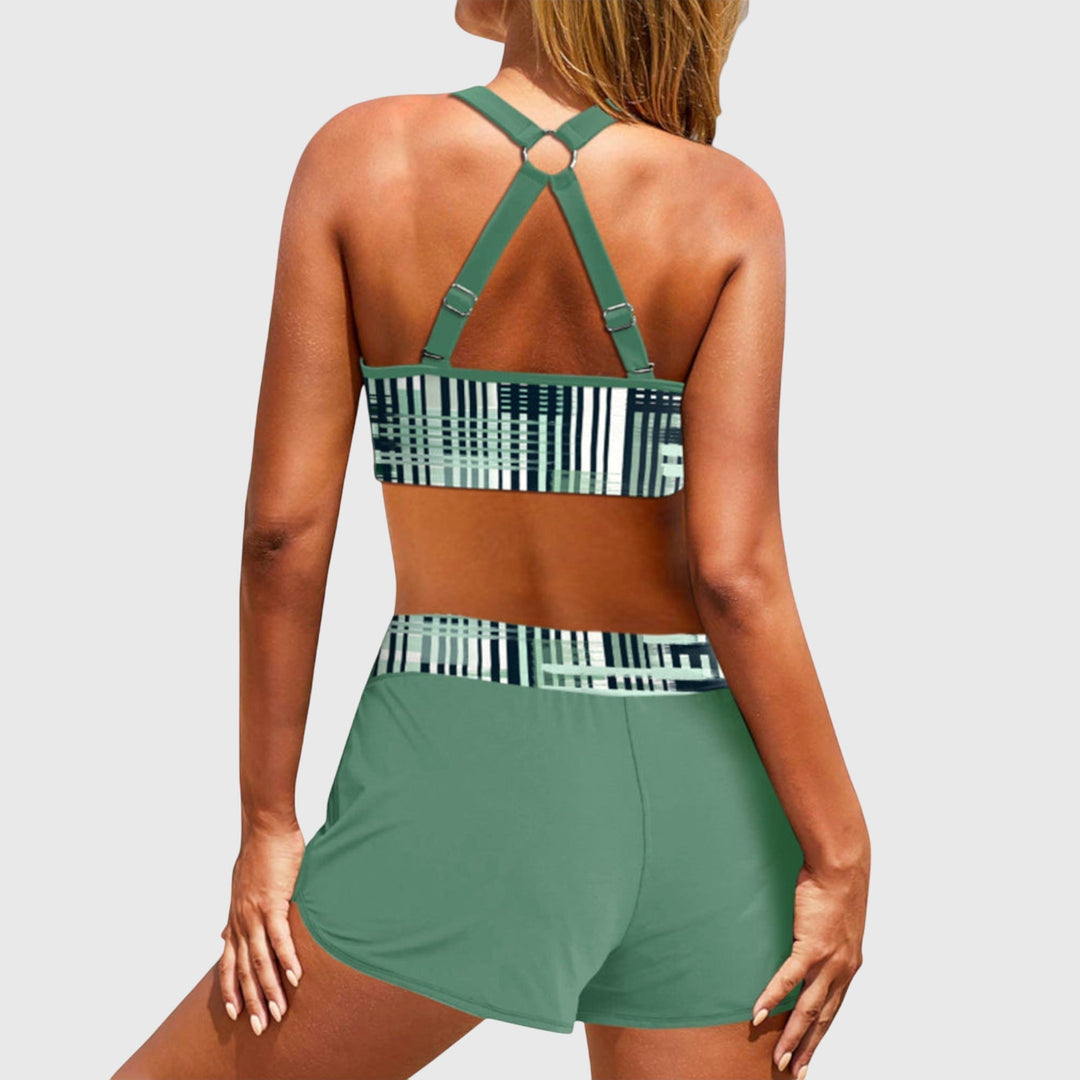 Caitlin™ | Striped Bikini With Swim Shorts