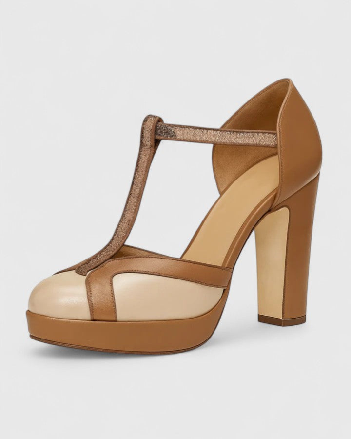 Christina™ | Brown T-Strap Heels