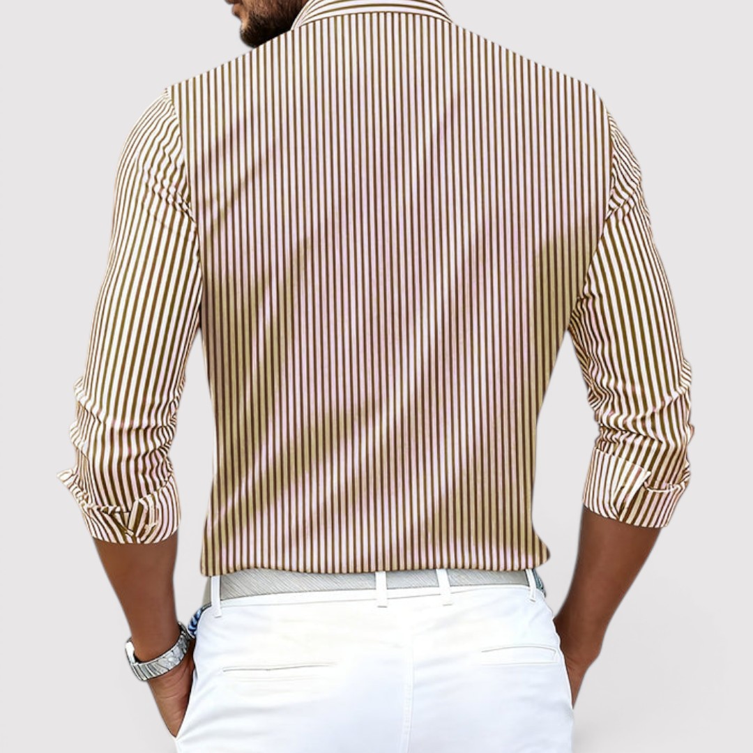 Michael Sydney men's striped shirt, front view