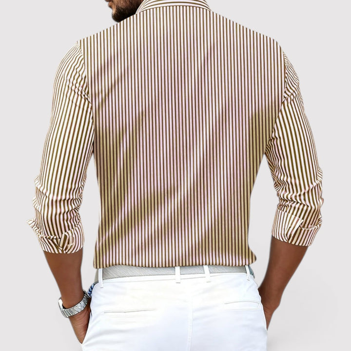 Michael Sydney men's striped shirt, front view