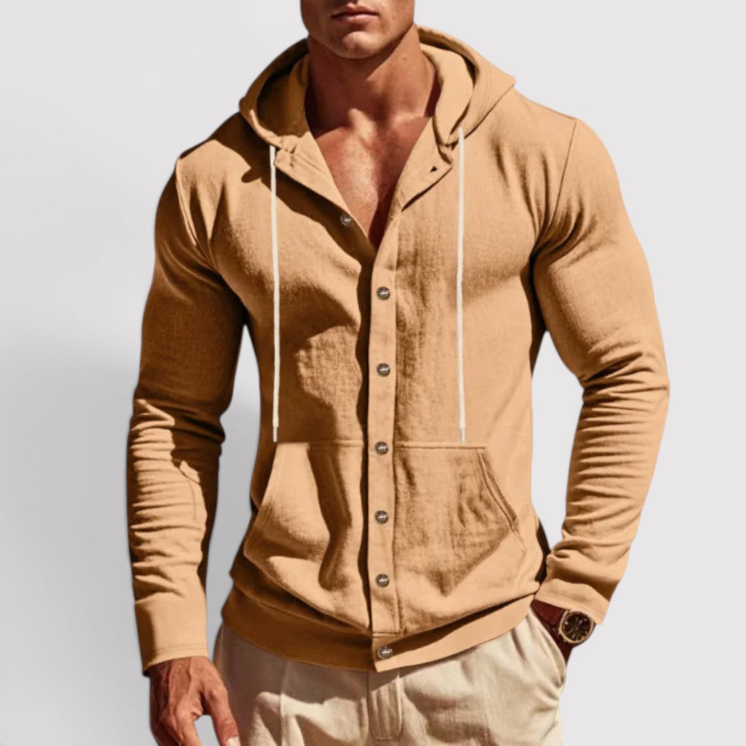 Michael Sydney men's hooded shirt, front view