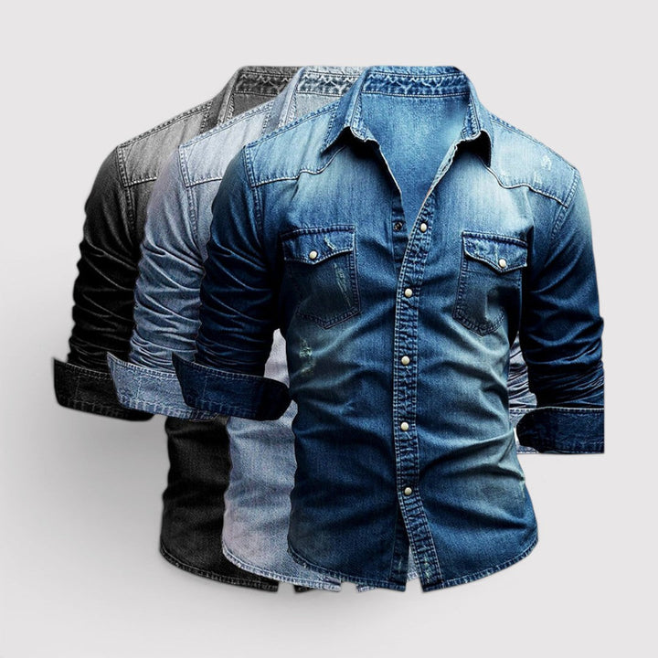 Michael Sydney men's long sleeve shirt with chest pocket, front view