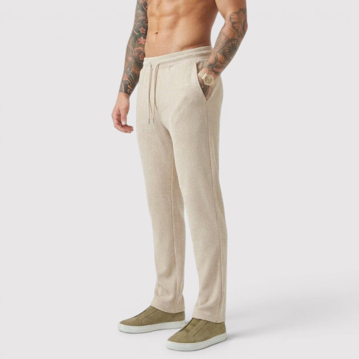 Michael Sydney men's lounge pants with ribbed texture, front view