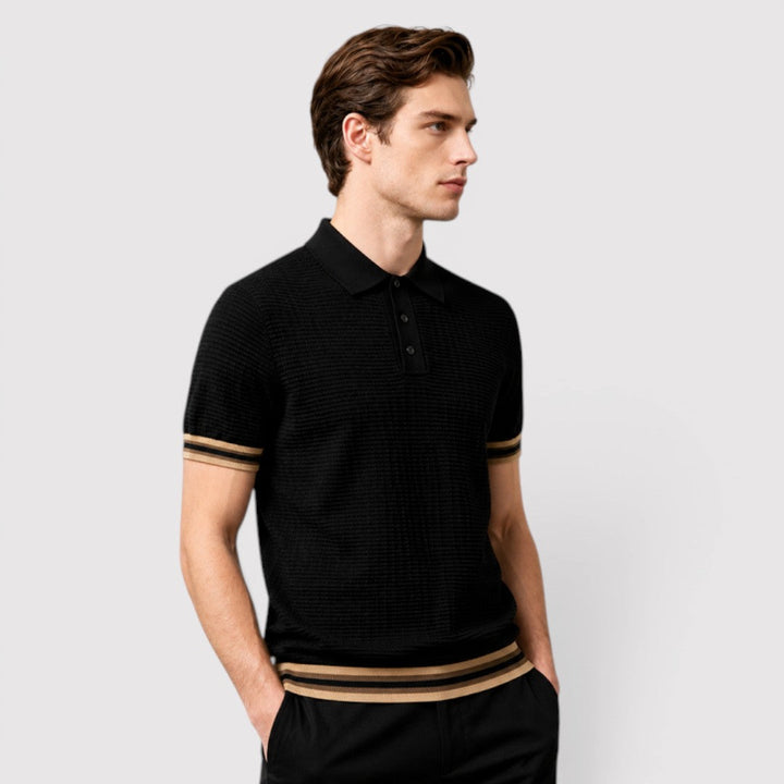 Michael Sydney men's knit polo shirt, front view