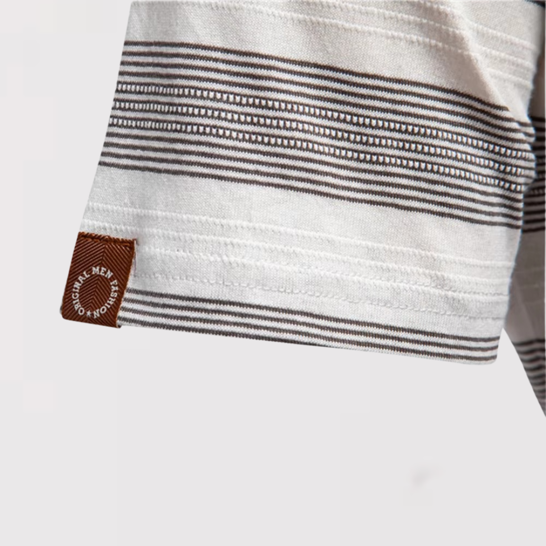 Michael Sydney men's Airy Striped Summer Polo Shirt, front view