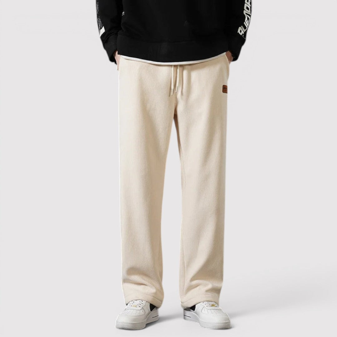Michael Sydney men's wide ribbed pants, front view