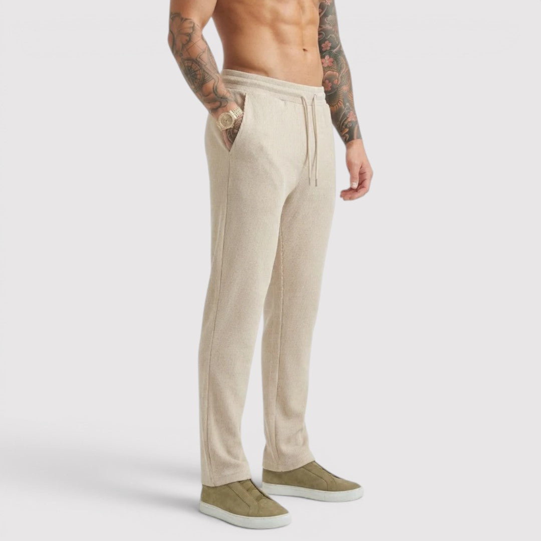 Michael Sydney men's lounge pants with ribbed texture, front view