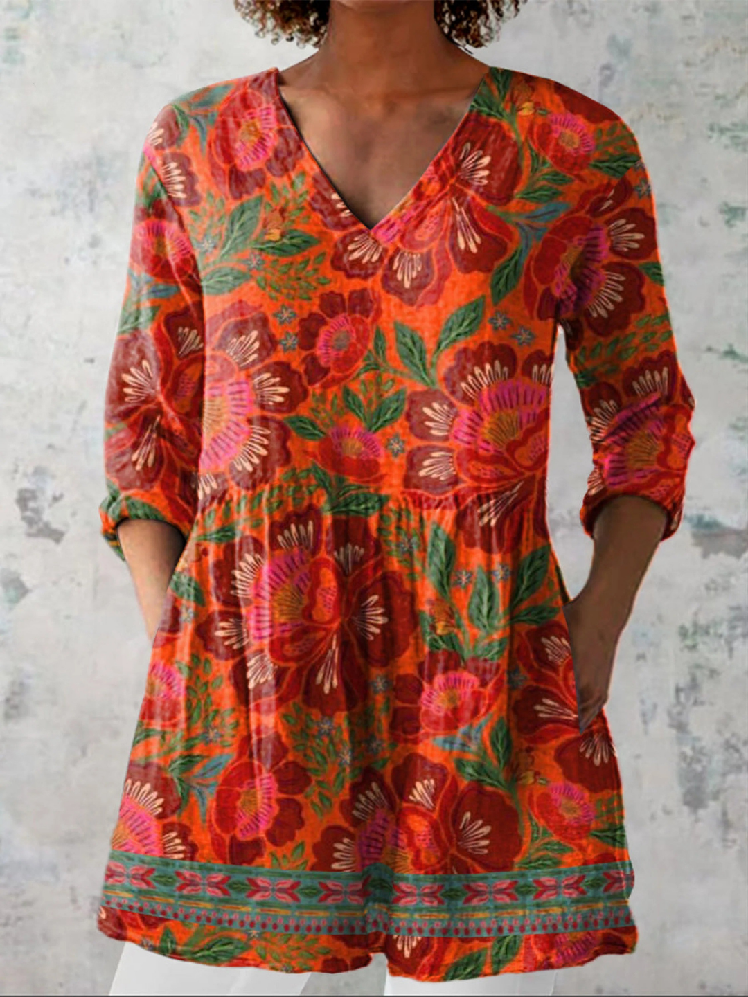 Marissa Orange Blossom Tunic Blouse
