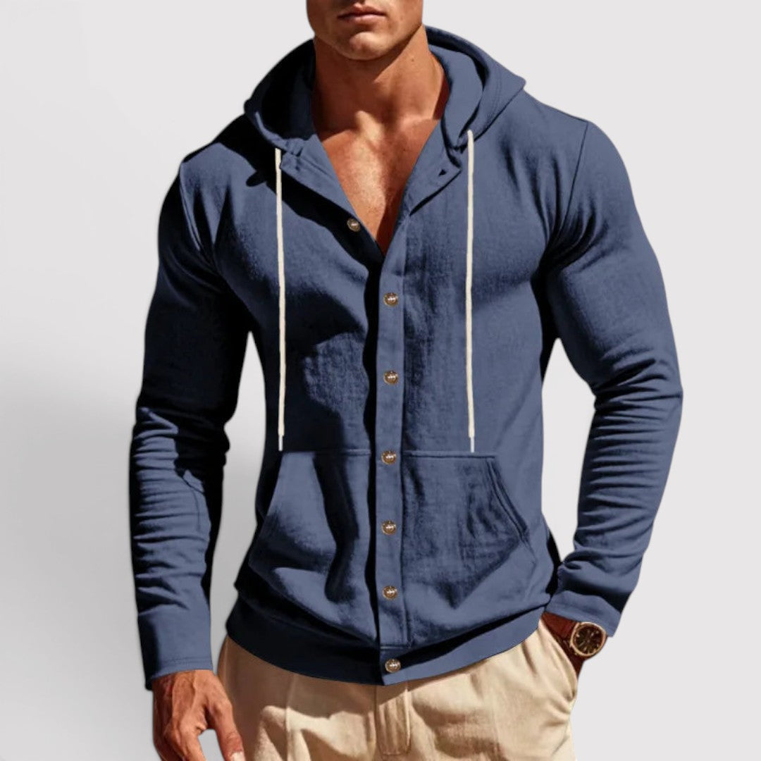 Michael Sydney men's hooded shirt, front view