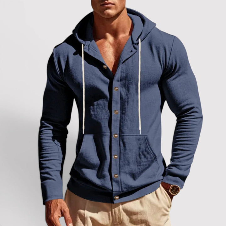 Michael Sydney men's hooded shirt, front view