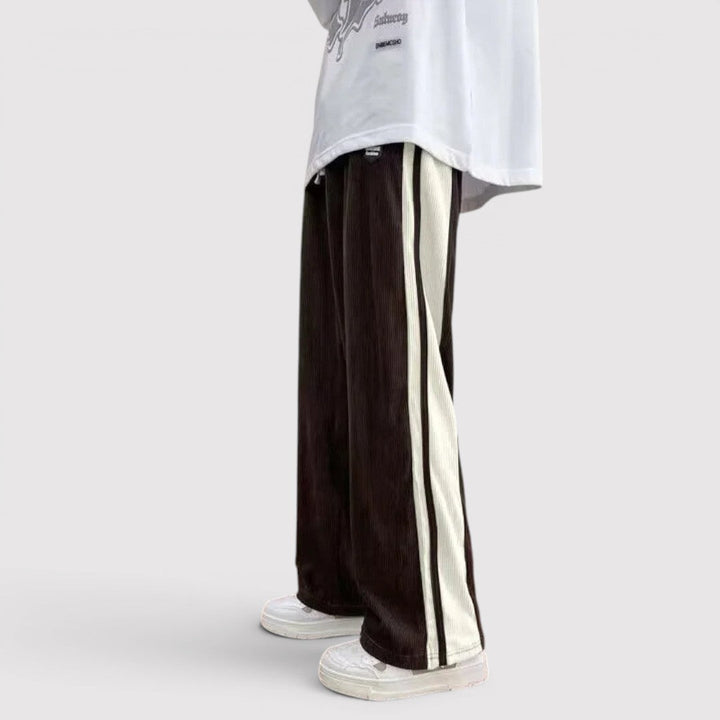 Michael Sydney men's wide-leg pants with side stripes, front view
