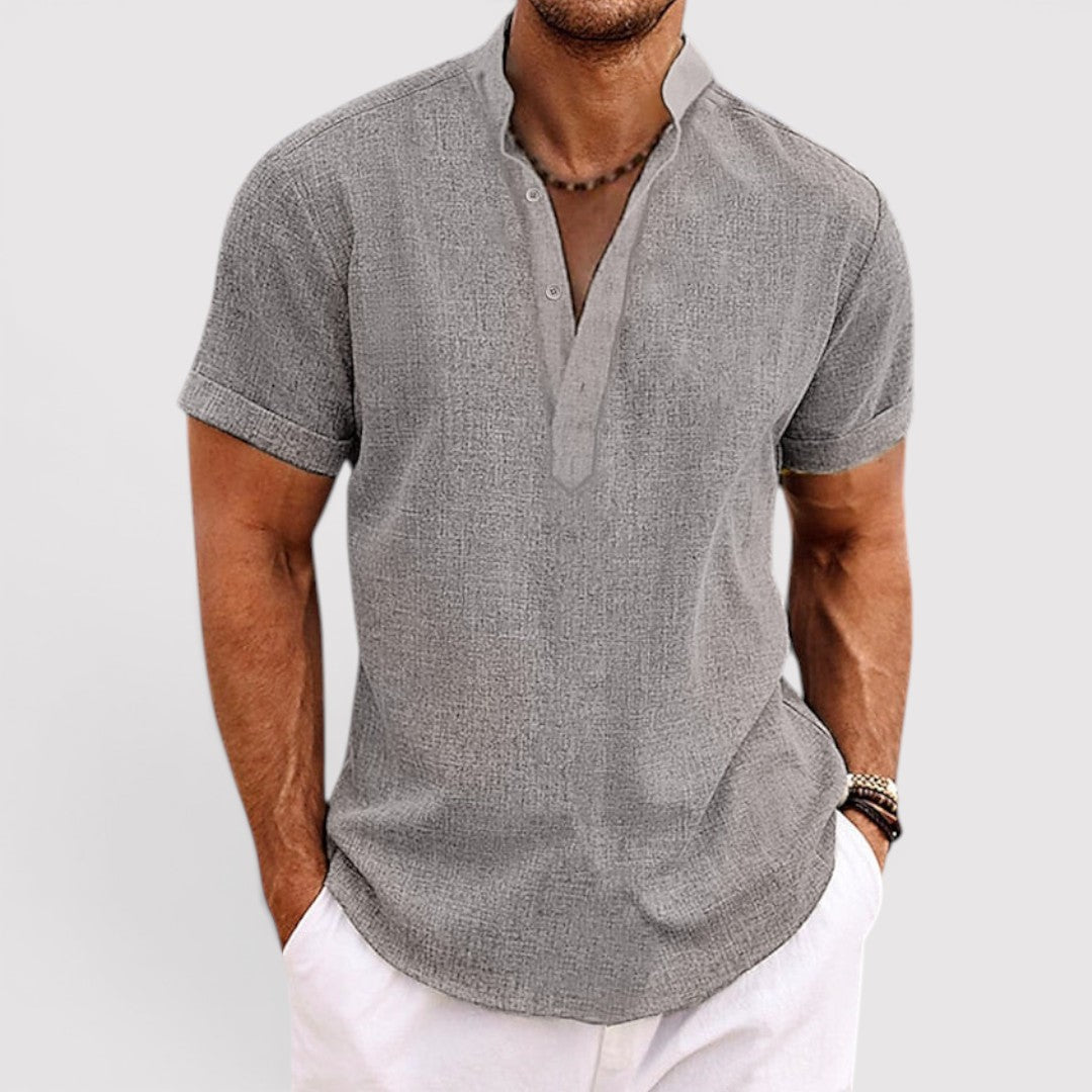 Michael Sydney men's lightweight shirt with airy texture, front view