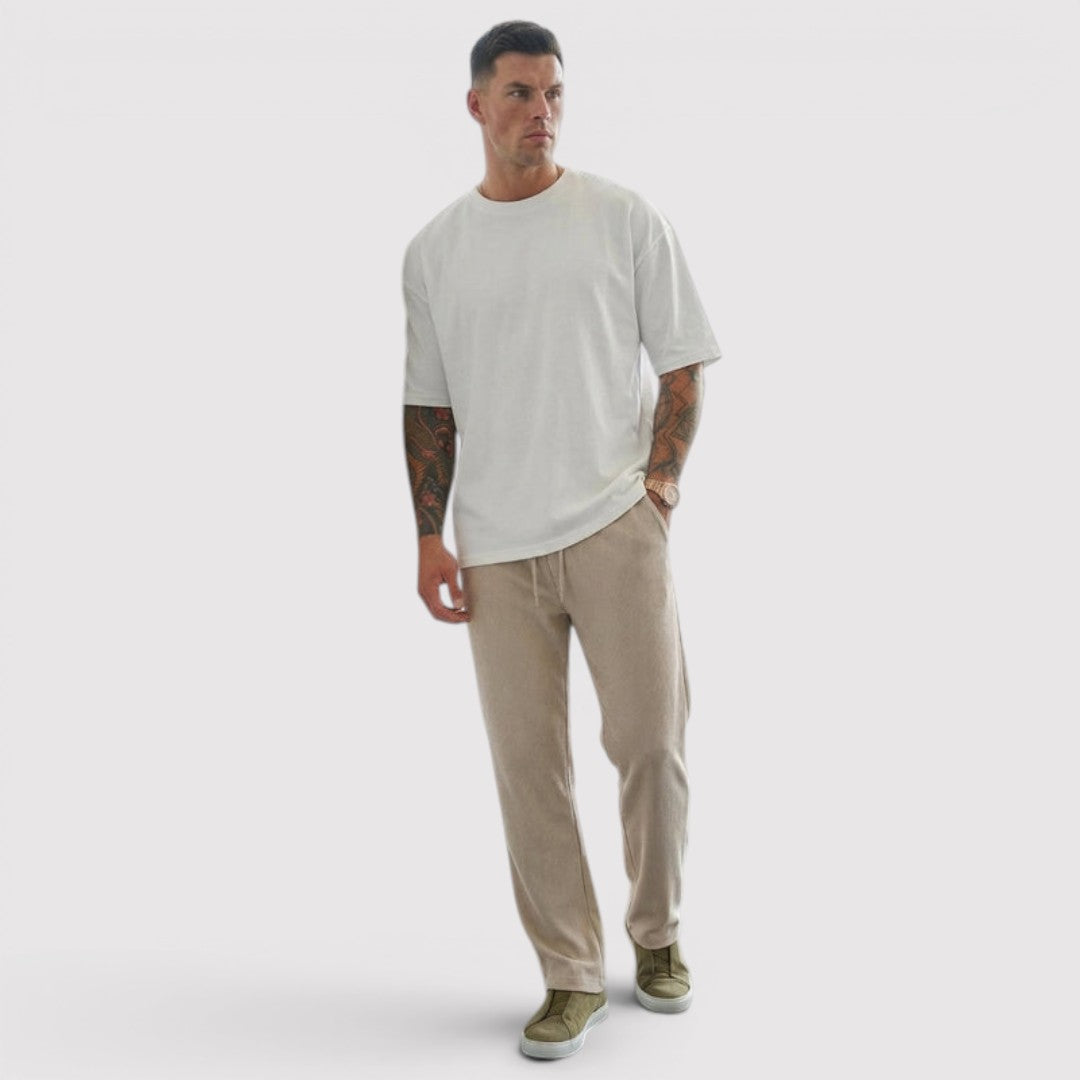 Michael Sydney men's lounge pants with ribbed texture, front view