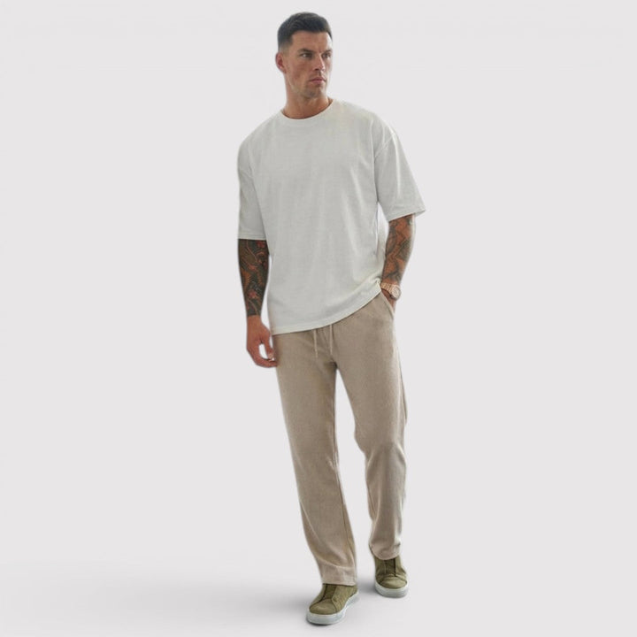 Michael Sydney men's lounge pants with ribbed texture, front view
