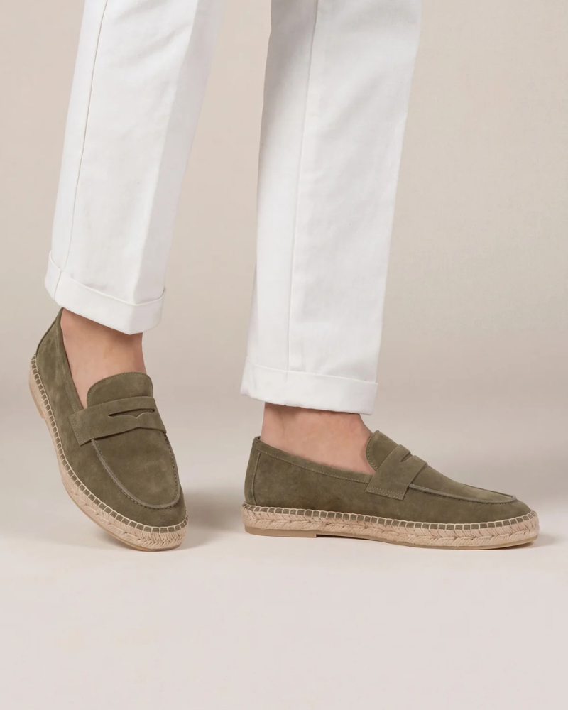 Michael Sydney men's espadrille in olive, front view