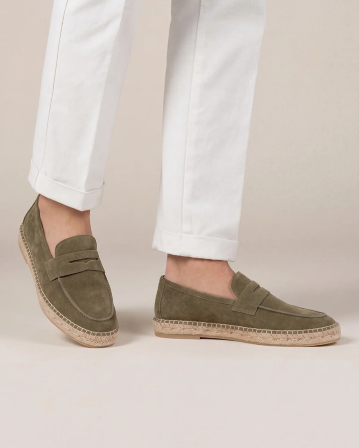 Michael Sydney men's espadrille in olive, front view
