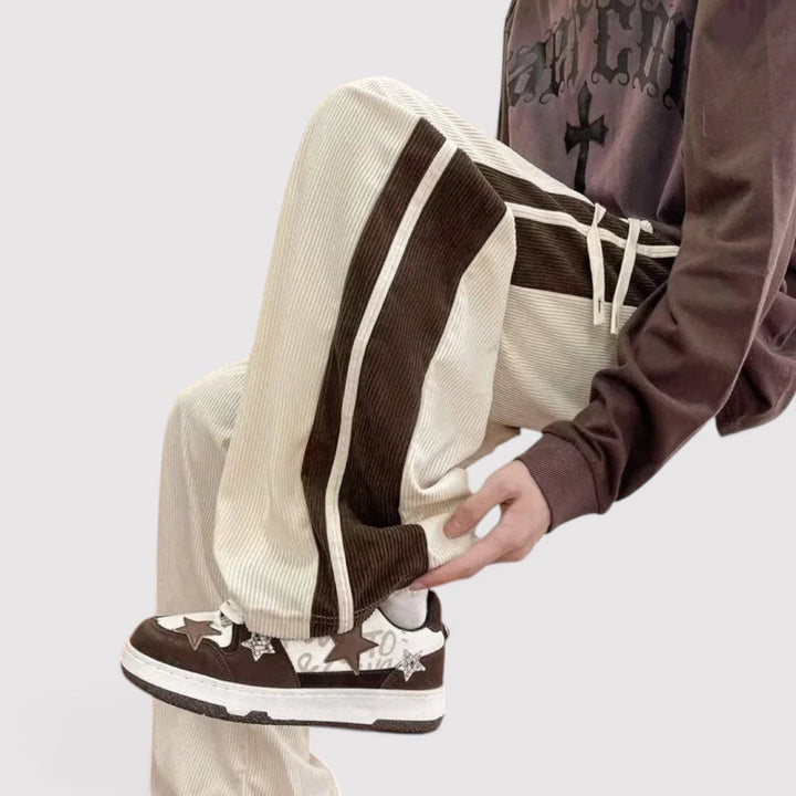 Michael Sydney men's wide-leg pants with side stripes, front view