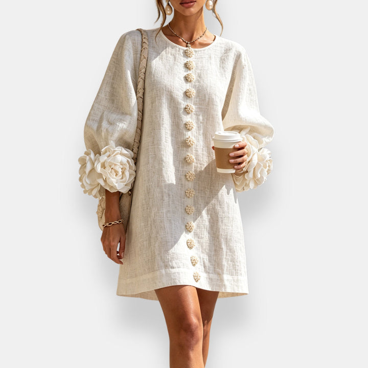 Monique Rosette Sleeve Shift Dress
