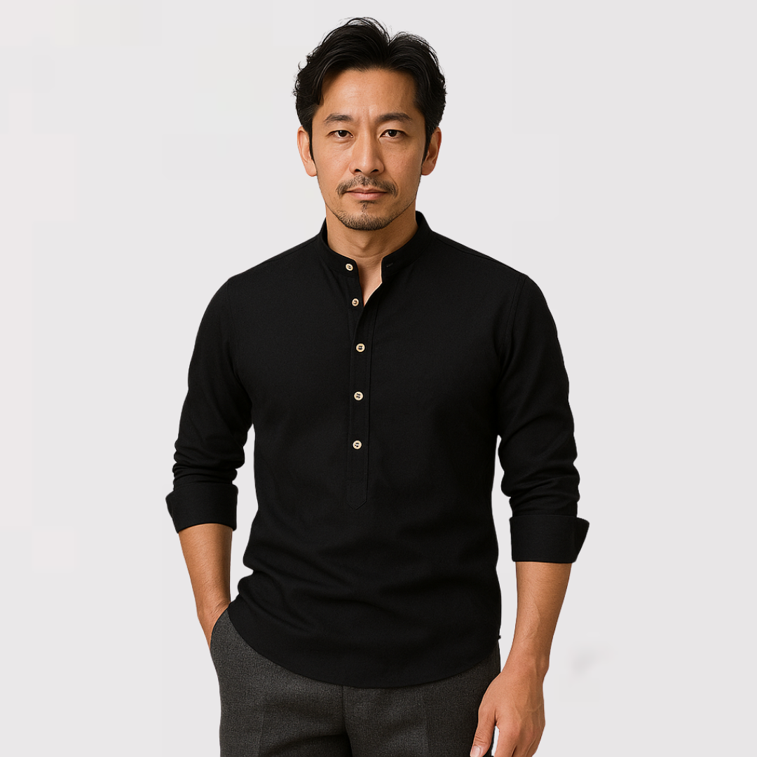 Michael Sydney men's Classic Half-Button Shirt, front view