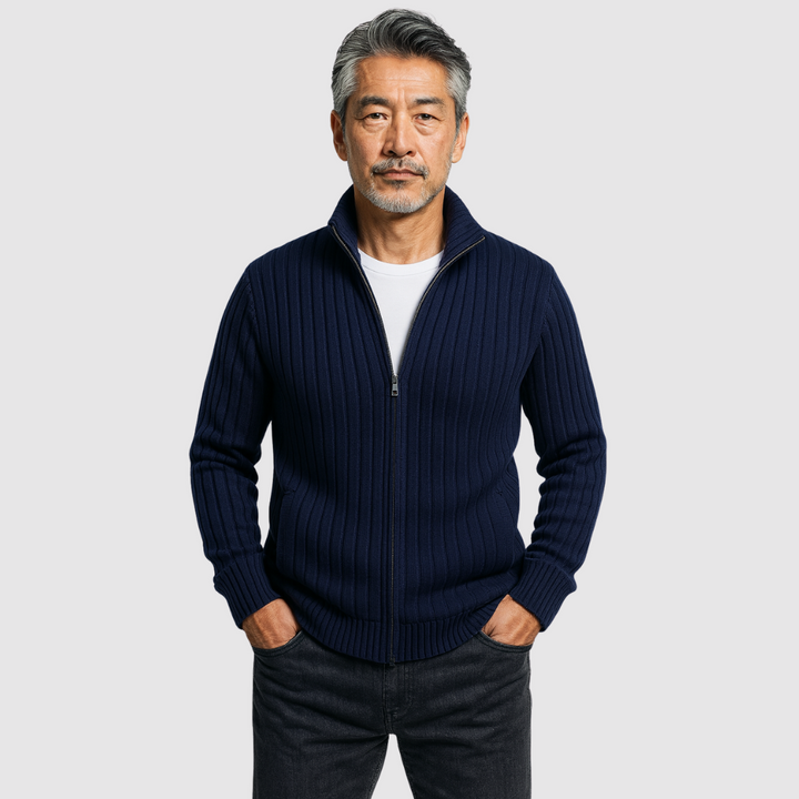 Michael Sydney men's Ribbed cardigan, front view
