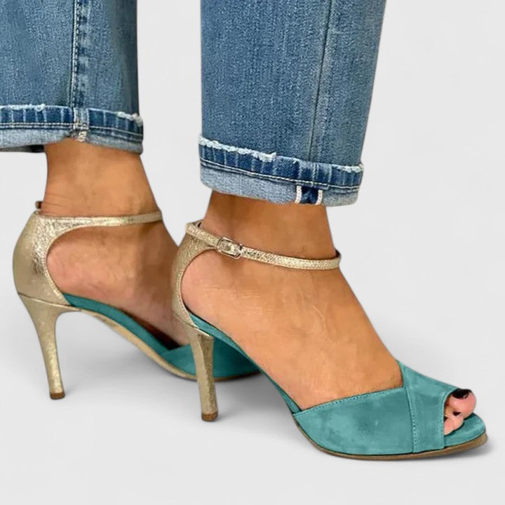 Maria™ | Green Open-Toe Heels