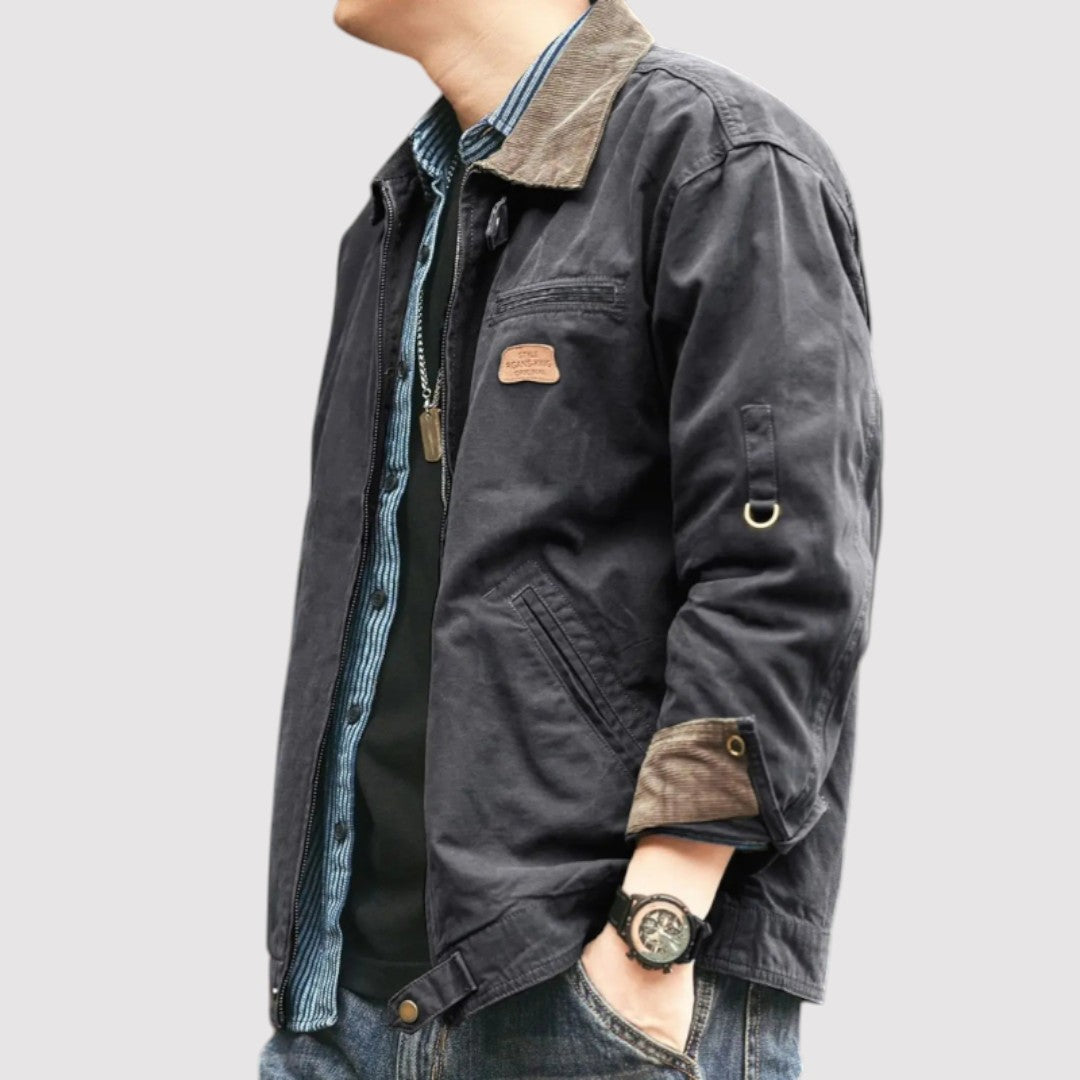 Michael Sydney men's vintage cargo jacket, front view