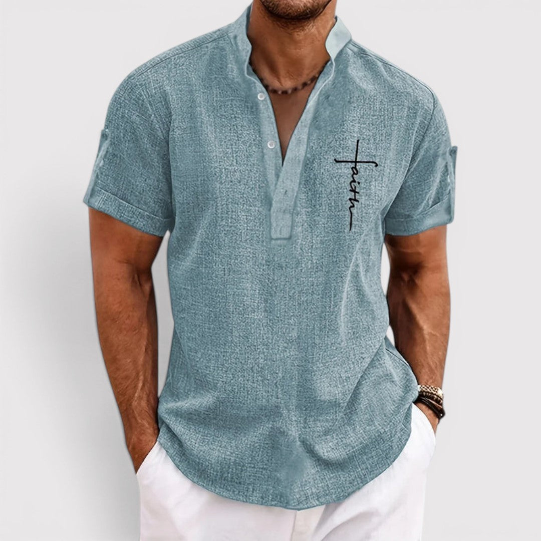 Michael Sydney men's lightweight collared shirt, front view