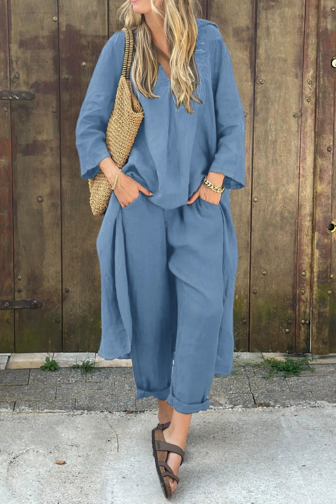 Sara™ | Blue Draped Tunic Set