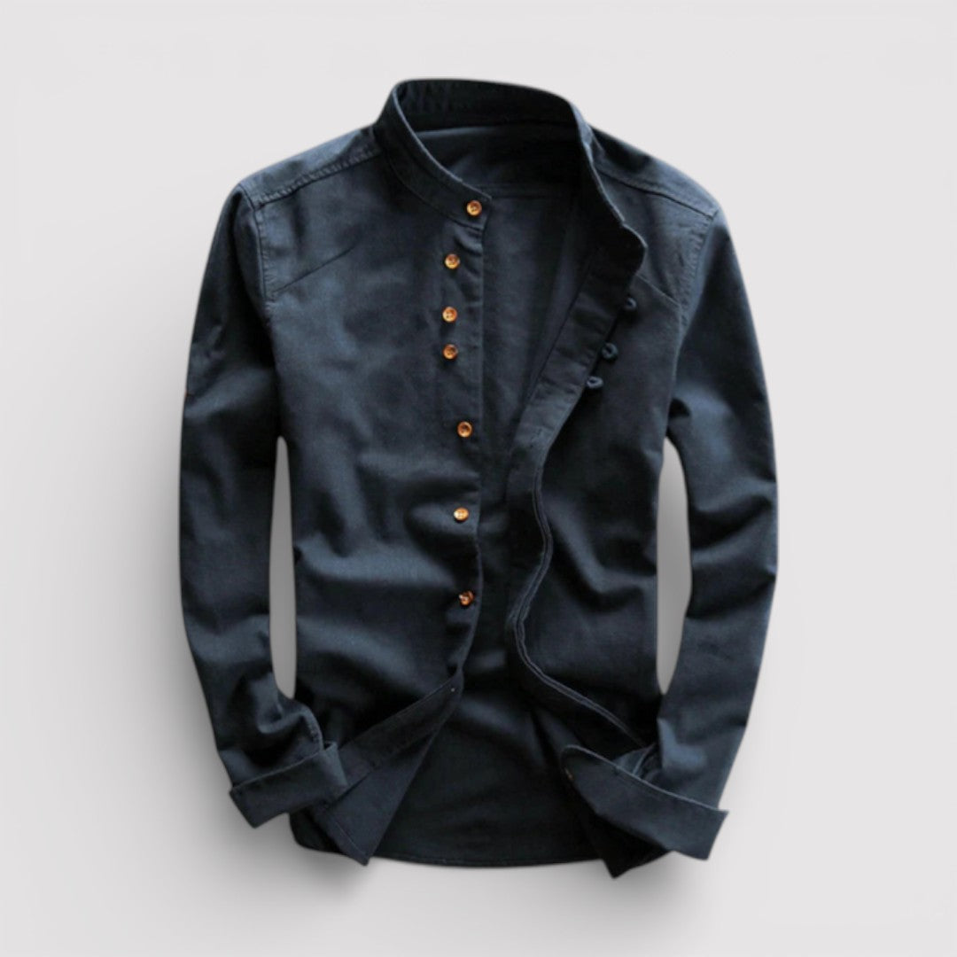 Michael Sydney men's Airy Summer Shirt with Stand Collar, front view
